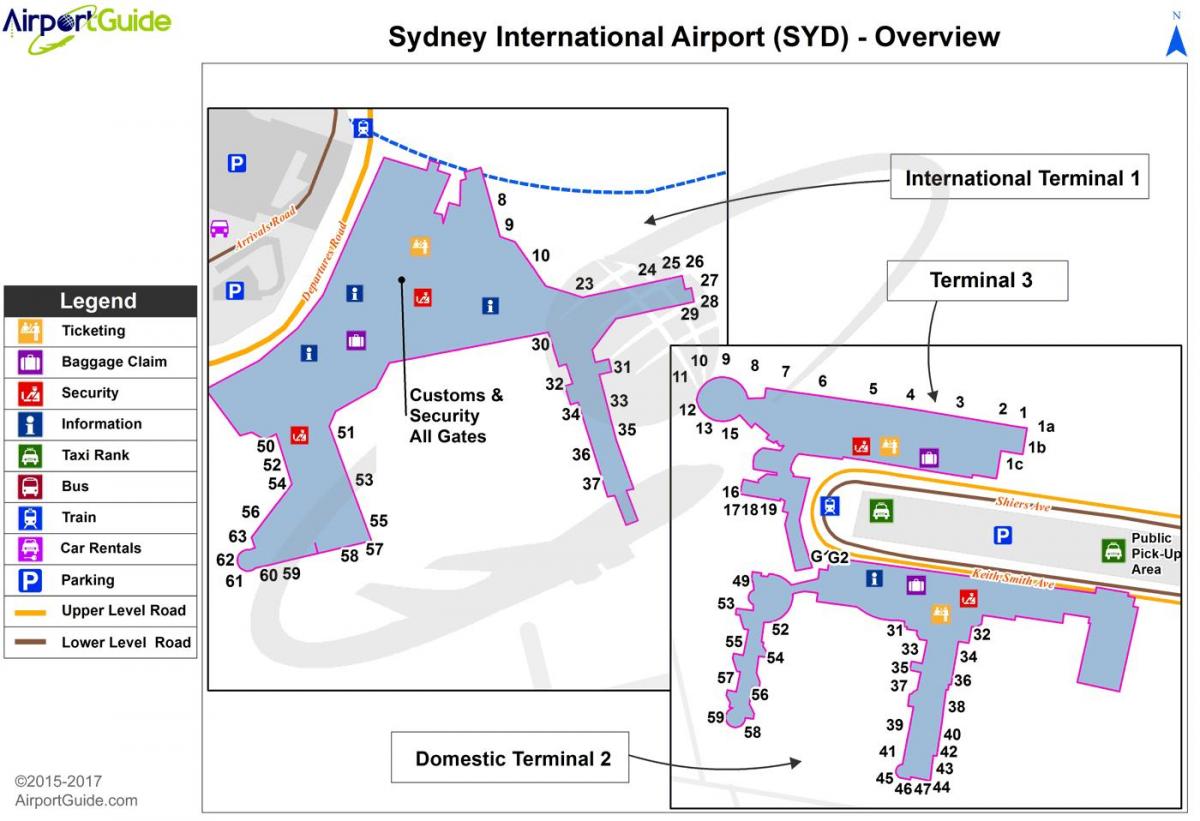 sydney aeropuerto nacional de recogida mapa