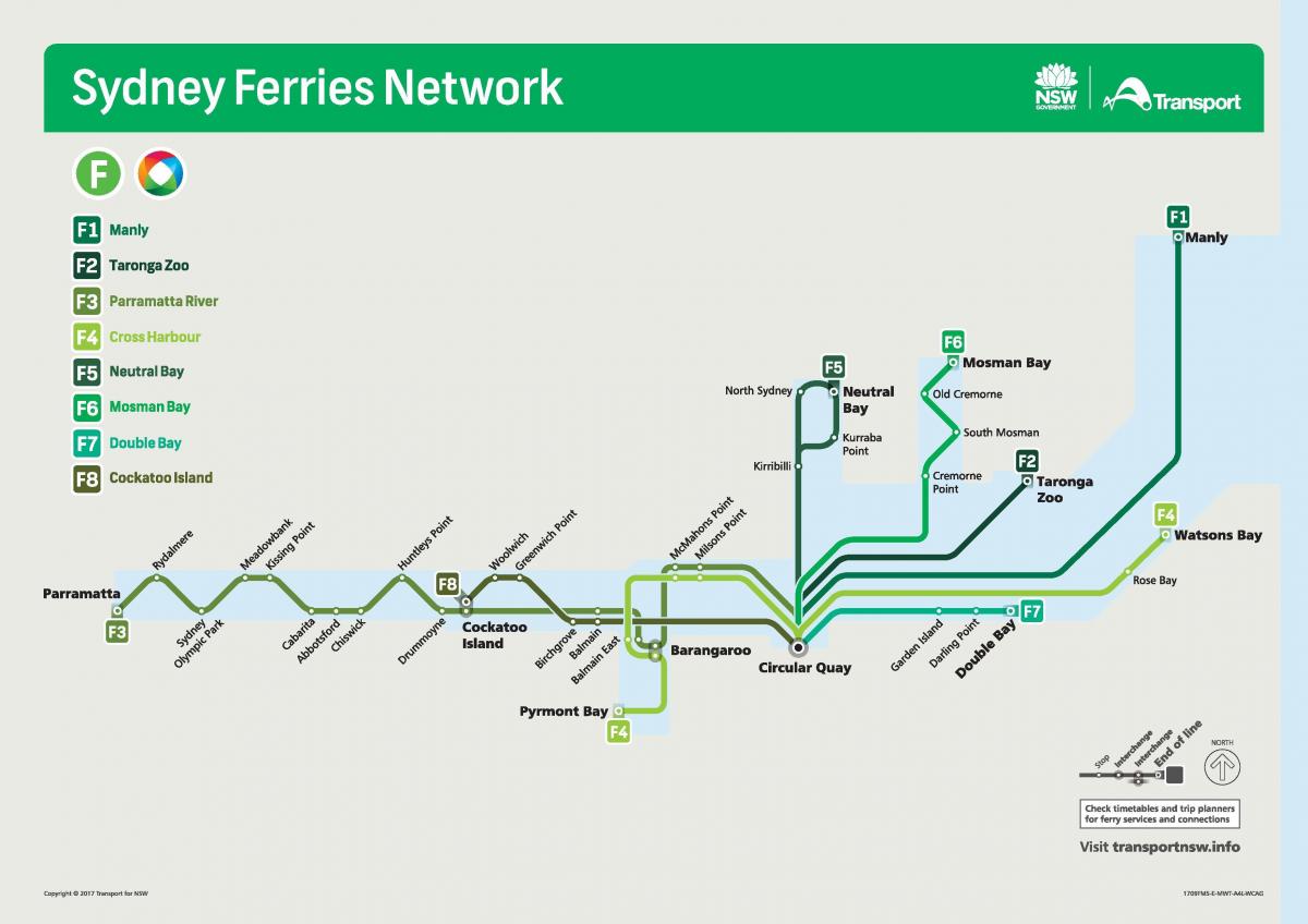 sydney ferries mapa de la red