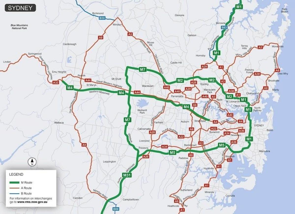 mapa de sydney carreteras de peaje