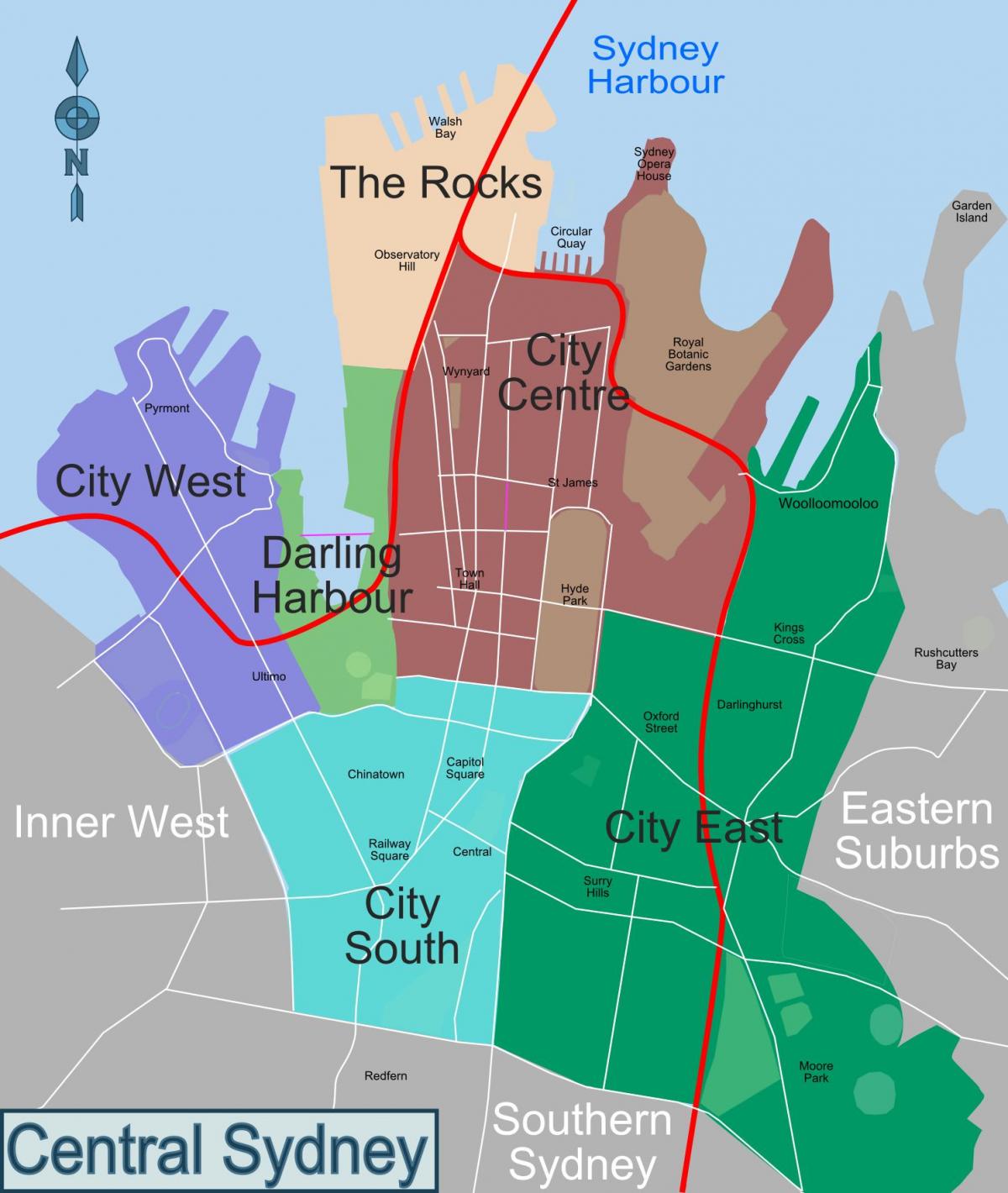 mapa de sídney y los barrios