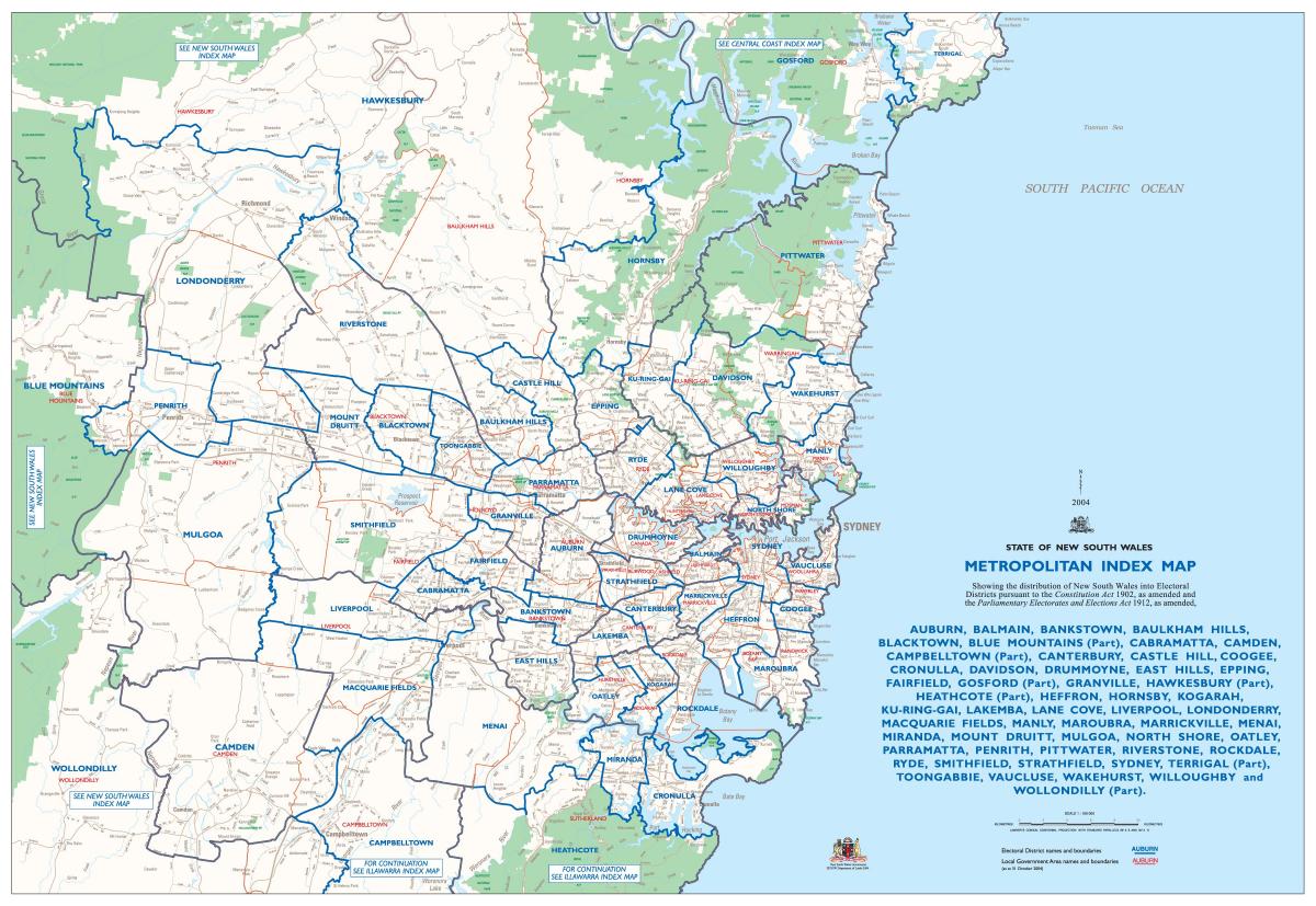 mapa del área metropolitana de sydney
