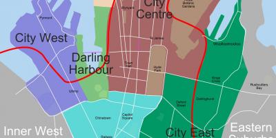 Mapa de sídney y los barrios