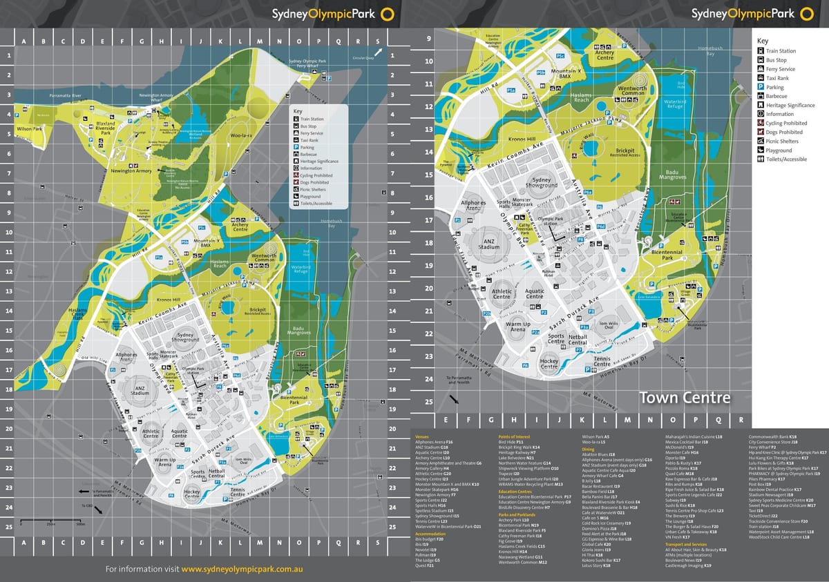 mapa de parque olímpico de sídney