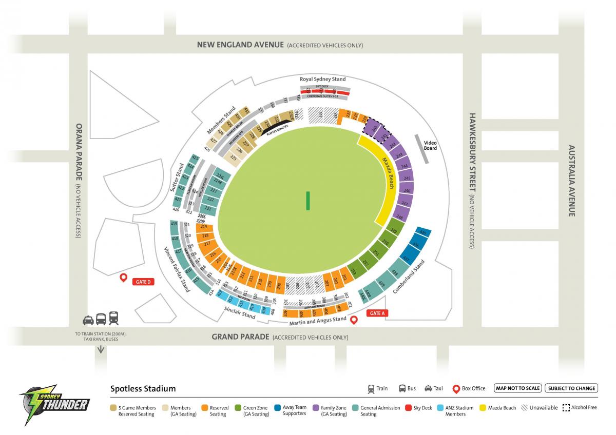 mapa de impecable estadio de sydney