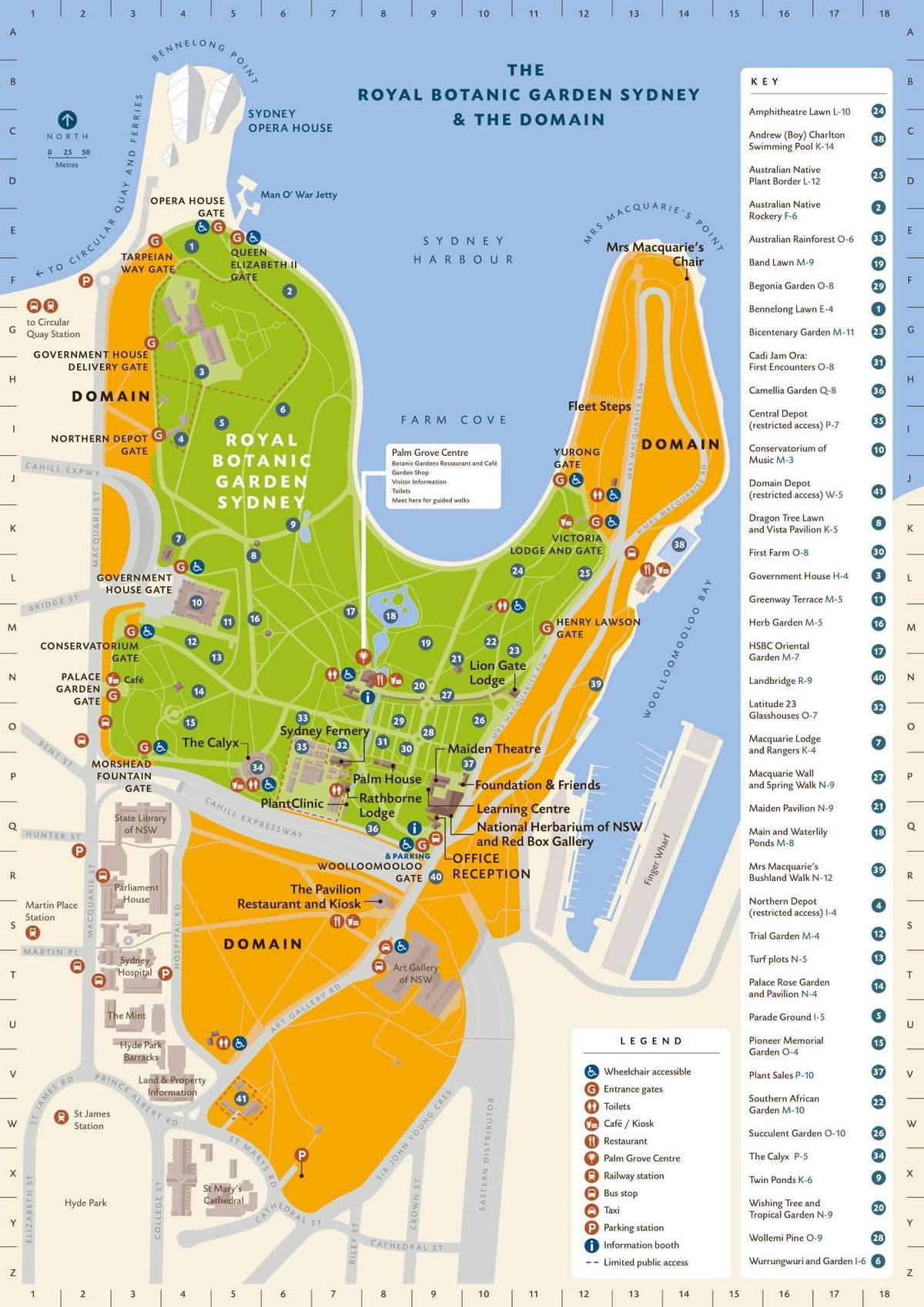 real jardín botánico de sídney mapa