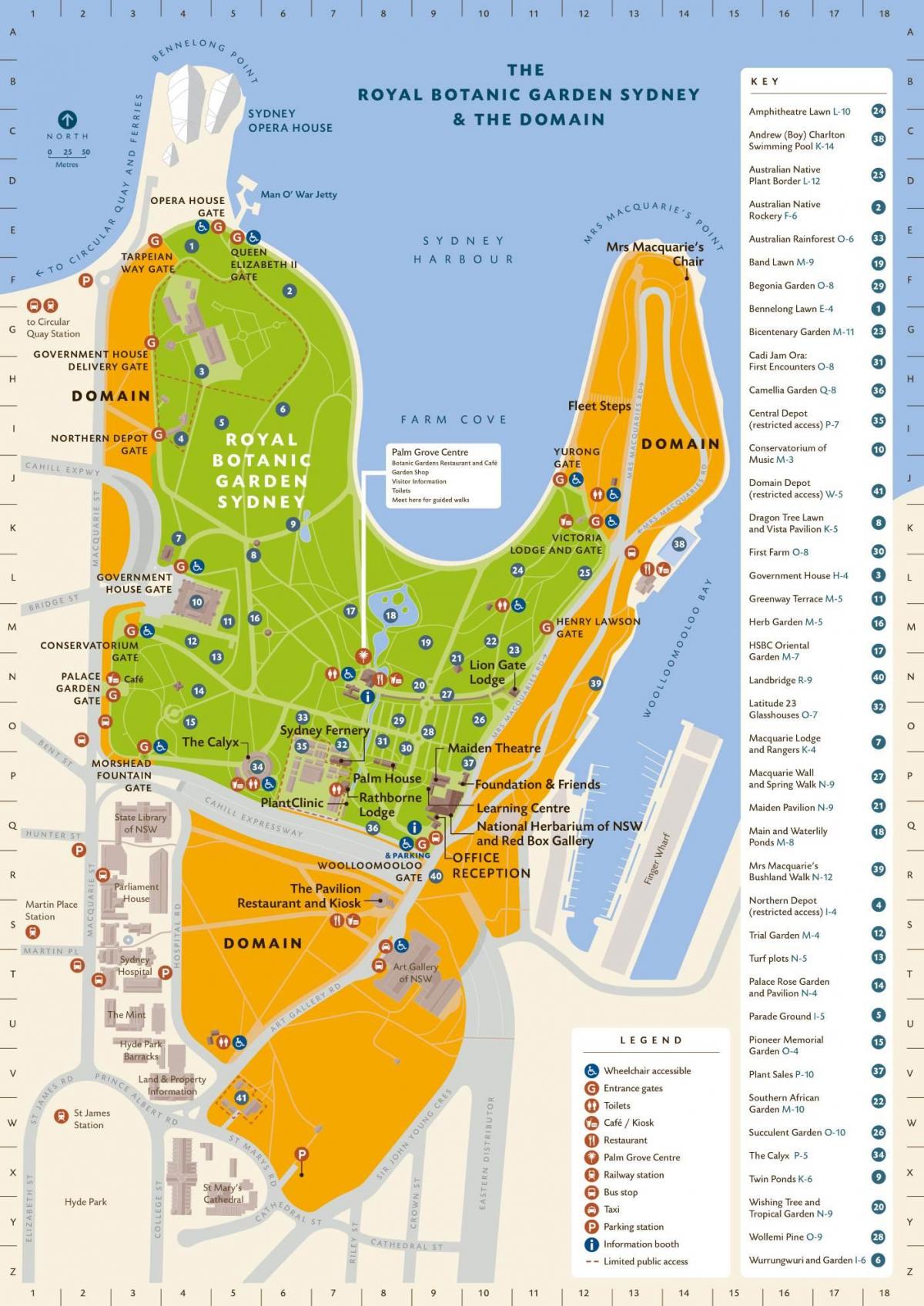 real jardín botánico de sídney mapa