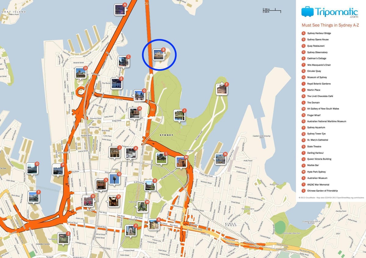 mapa de la ópera de sídney