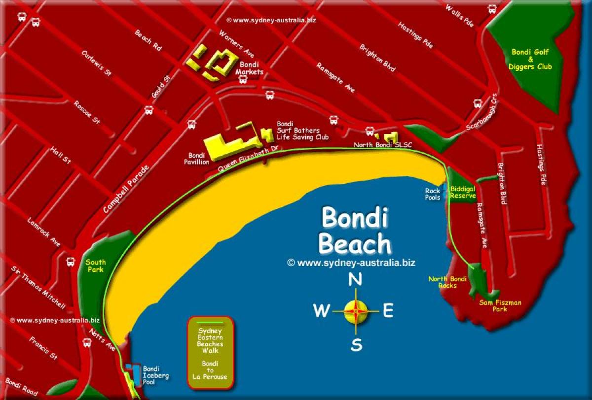 la playa de bondi beach mapa de sydney