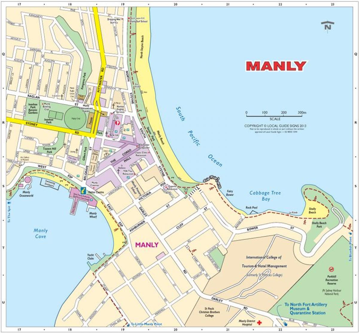 mapa de la playa de manly