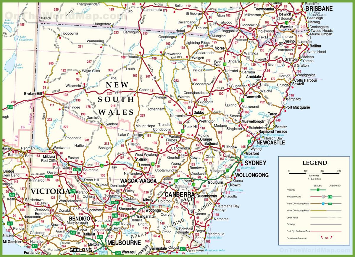 Nueva gales del sur mapa Mapa de nueva gales del sur (Australia)