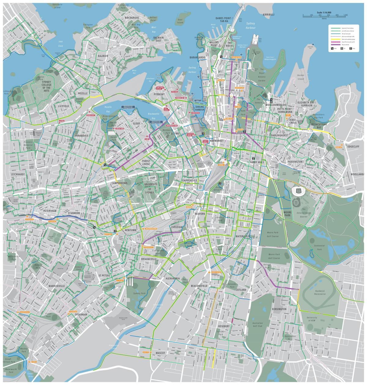 bicicleta mapa de sydney