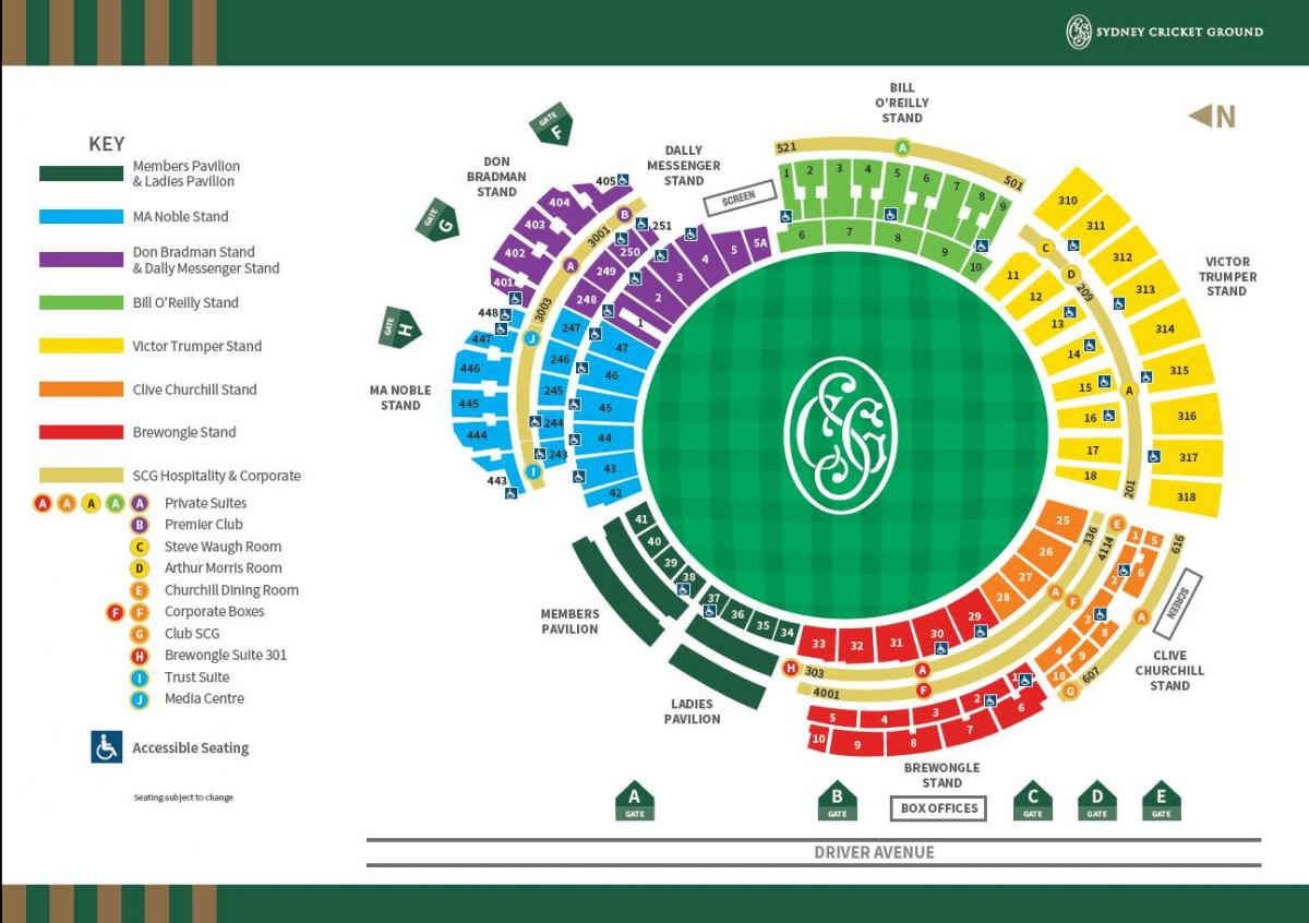 sydney cricket ground asientos mapa