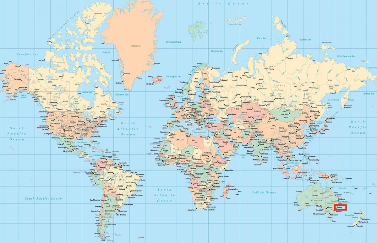 sydney en el mapa del mundo