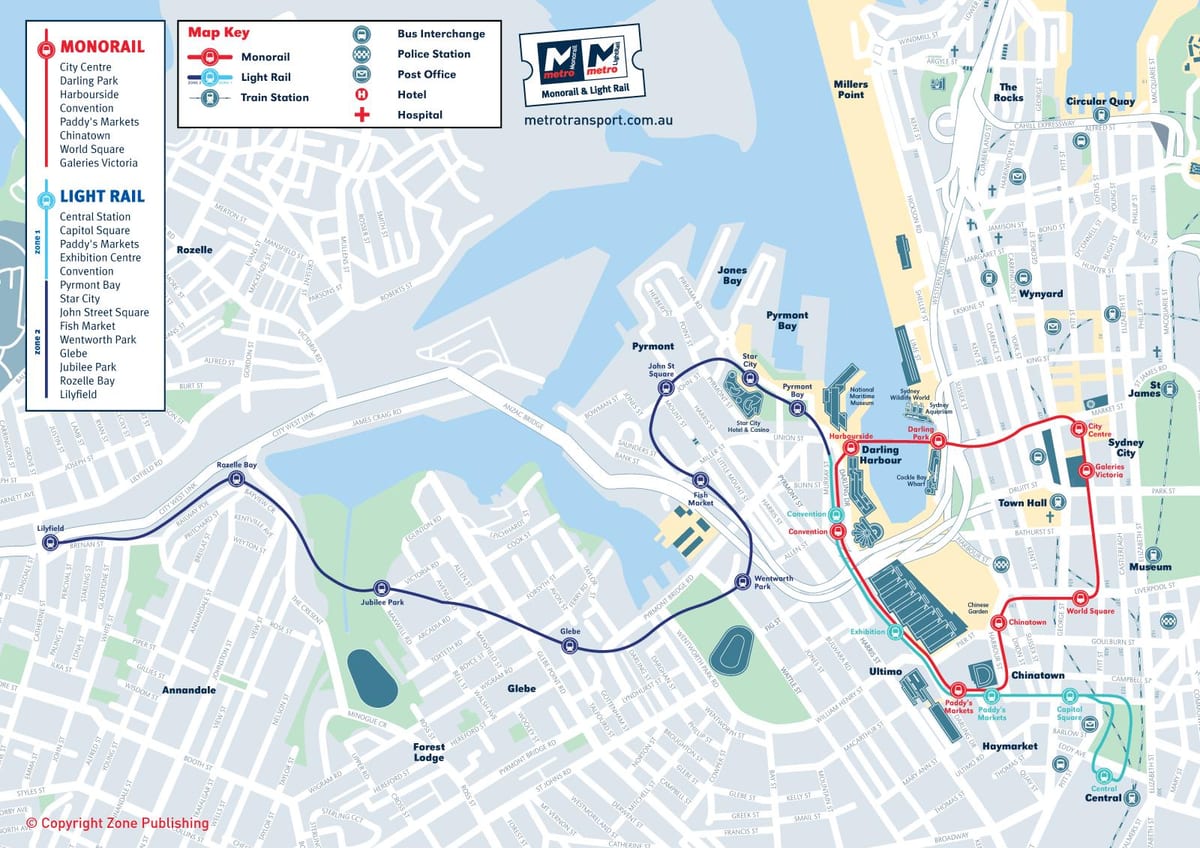 monorriel mapa de sydney