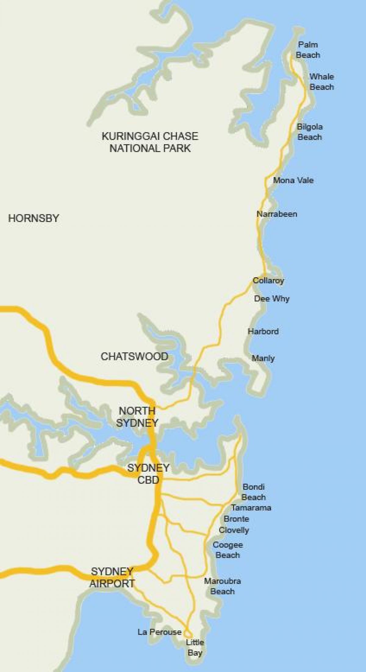 mapa de playas de sydney