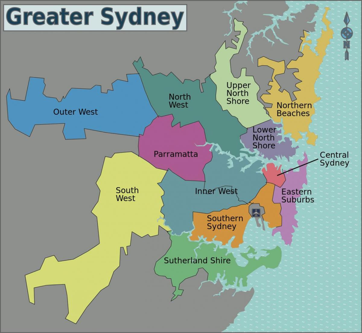 mapa de western sydney