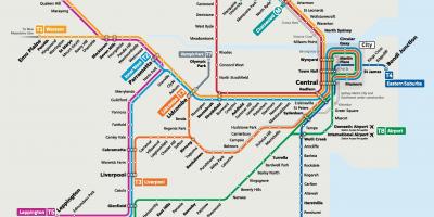 Sydney línea de tren mapa