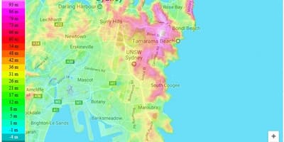 El mapa topográfico de sydney